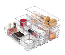 Organizador de Gavetas Transparente - Kit com 8 Peças