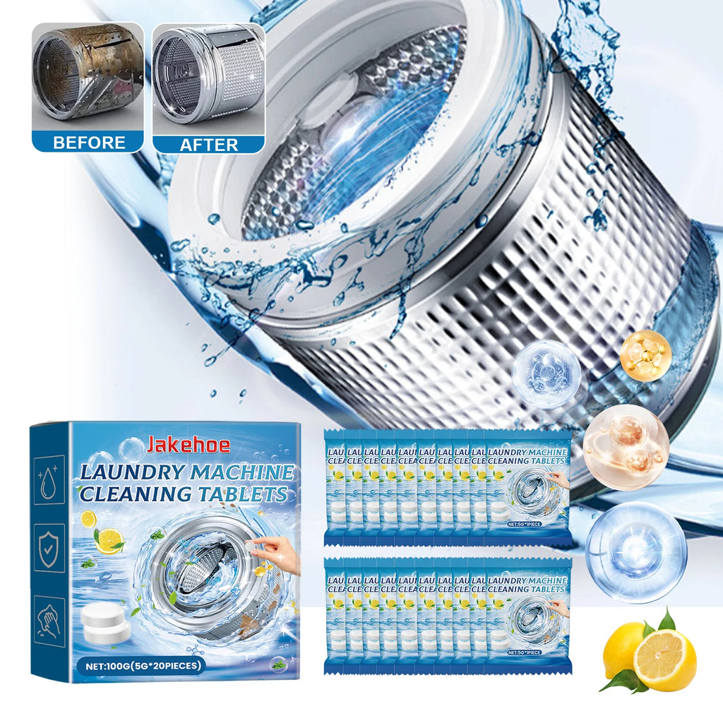 Pastilhas de Limpeza para Máquina de Lavar – Remove Odores e Bactérias | Caixa com 20 un.