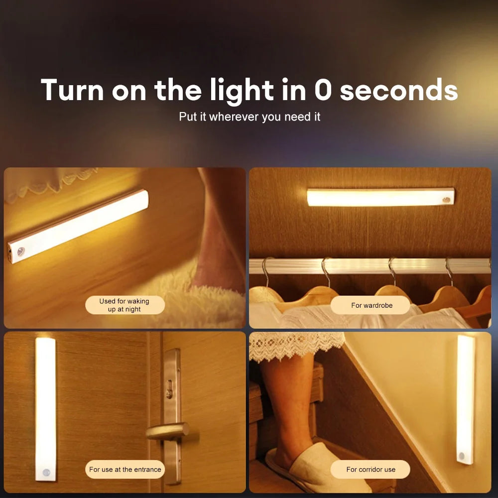 Luminária LED Barra com Sensor de Movimento para Armário e Cozinha – Recarregável