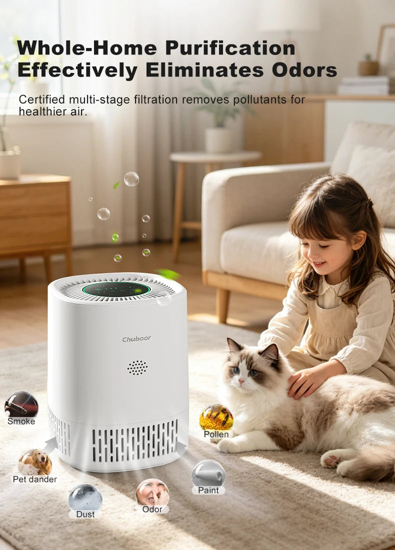 Purificador de Ar para Pets Chuboor PJ07 – Filtro H13 HEPA com Wi-Fi e App