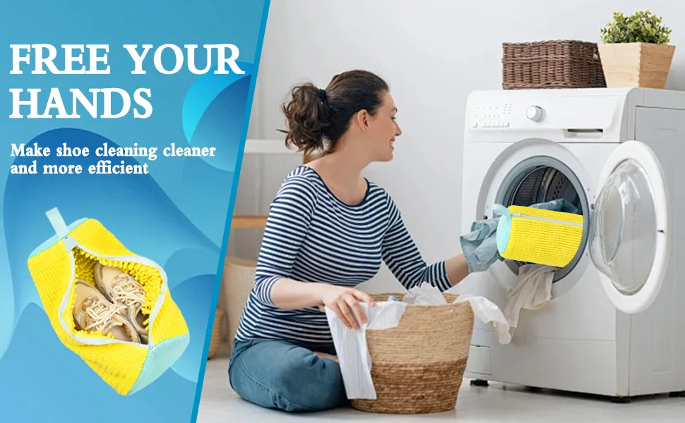 Saco para Lavar Tênis na Máquina com Escova – Reutilizável e Multifuncional