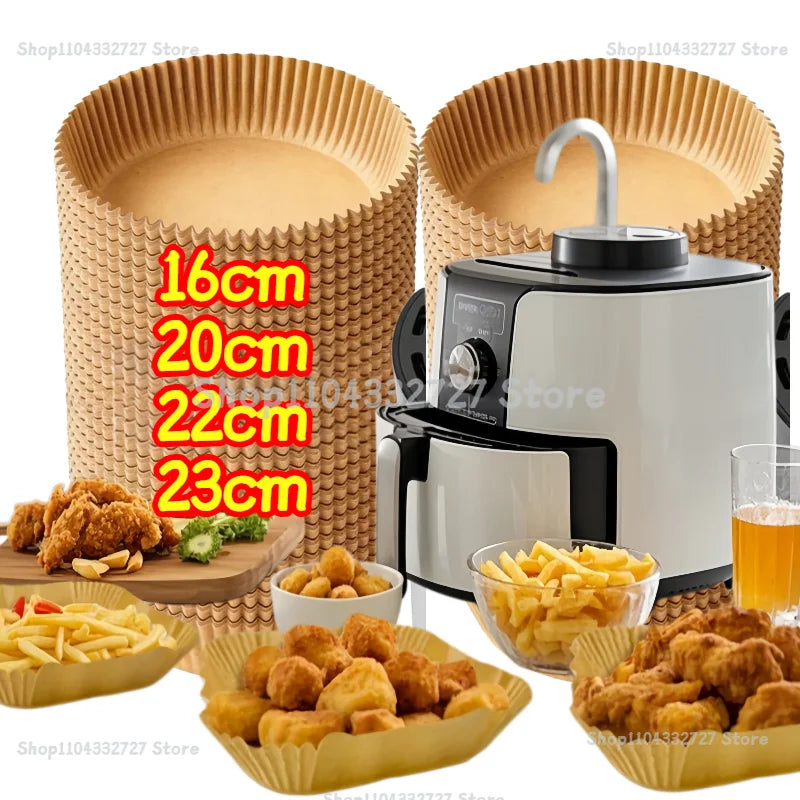 Papel Antiaderente Descartável para Air Fryer e Forno – Antigrude e Ecológico