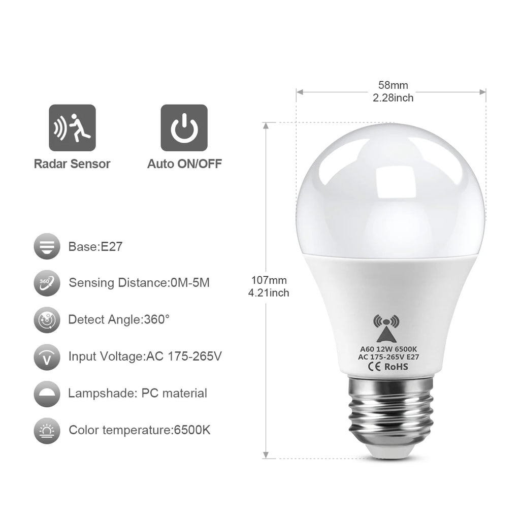 Luminária LED com Sensor de Movimento Radar – Kit 2 Un. | Bivolt 110V/220V