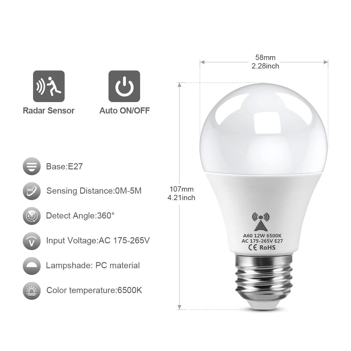 Luminária LED com Sensor de Movimento Radar – Kit 2 Un. | Bivolt 110V/220V