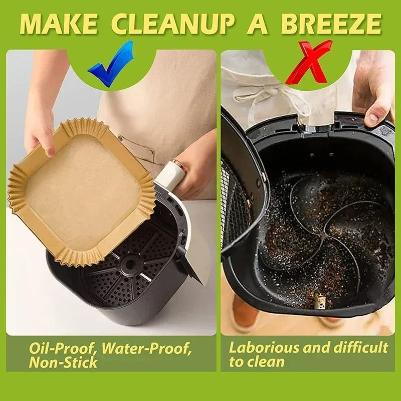 Papel Antiaderente Descartável para Air Fryer e Forno – Antigrude e Ecológico
