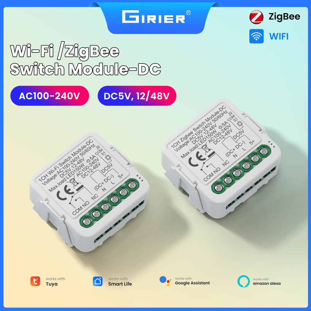 Módulo Interruptor Inteligente Tuya ZigBee/Wi-Fi – Controle Seco 1CH/2CH