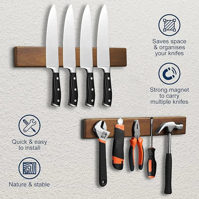 Suporte Magnético de Madeira para Facas