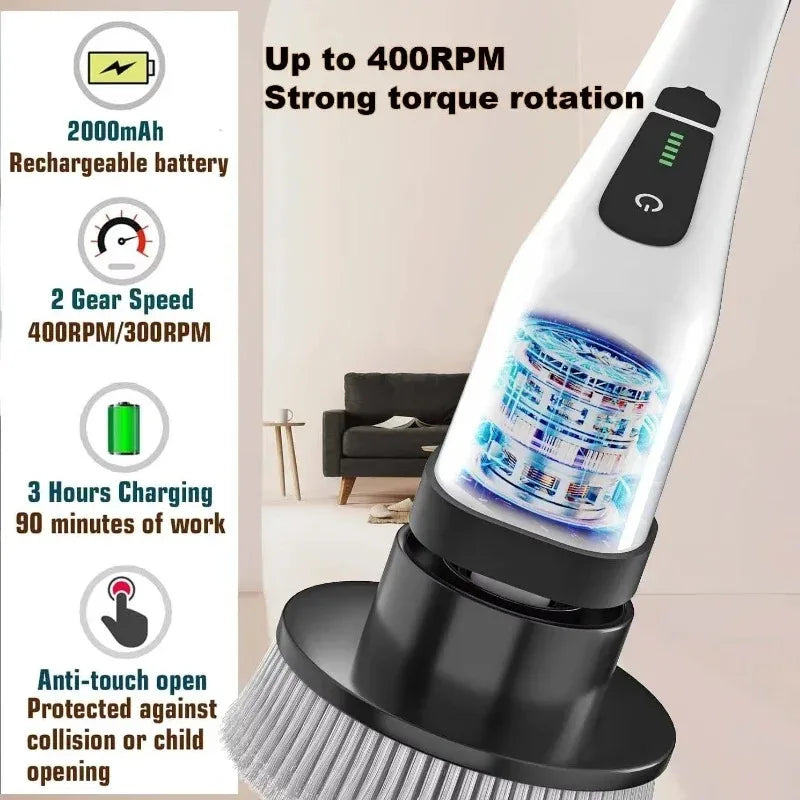 Escova Elétrica Recarregável para Limpeza Pesada